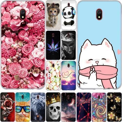 Phone Case For Xiaomi Redmi 8A Case Silicone Transparent Soft TPU Back Cover 360 Protective Cute Animal Flower Protective Case