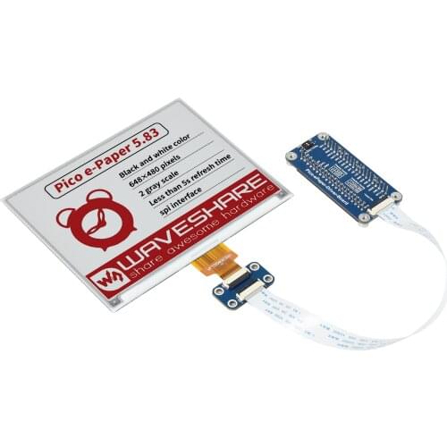 Waveshare 5.83inch E-Paper E-Ink Display Module (B) For Raspberry Pi Pico, 648×480 Pixels, Red / Black / White, SPI Interface