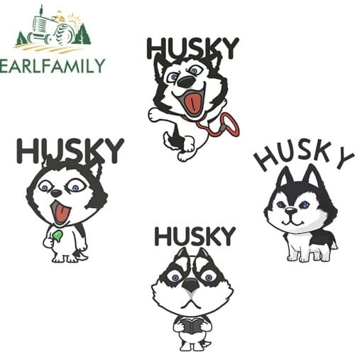 EARLFAMILY 13cm for Funny Cartoon Husky Car Stickers Anime Vinyl Car Wrap Motorcycle Decals Scratch-Proof Waterproof Decoration