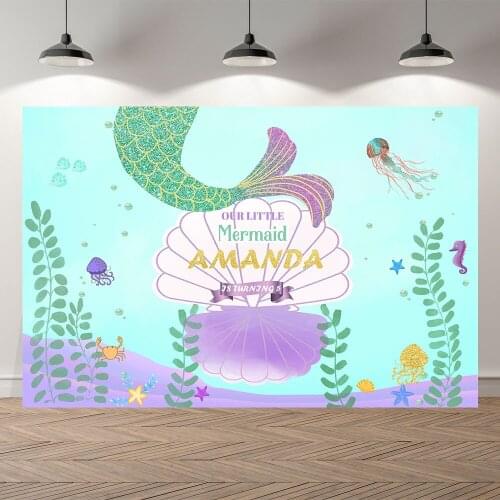 SeekPro Little Mermaid Princess kidUnder Sea Bed Castle Corals Photography Backdrop Baby shower Birthday Party photo background
