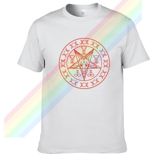 Satan Five-pointed Star Goat Red Logo Men Women Summer 100% Cotton Black Tees Male Newest Top Popular Normal Tee Shirts Unisex