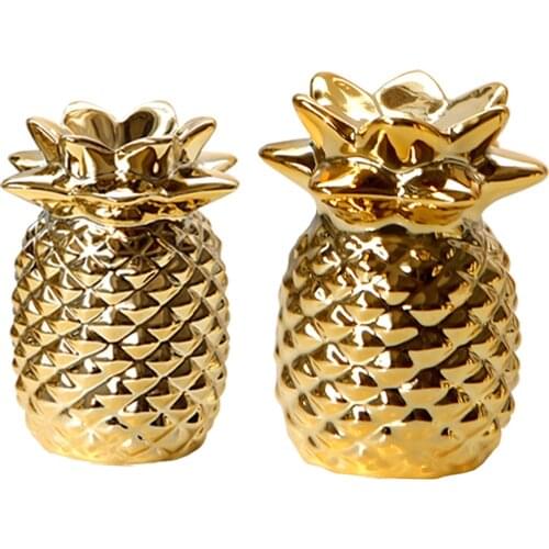 Ceramic Golden Christmas Ornaments Pineapple Glass Blown Ornaments for Christmas Tree