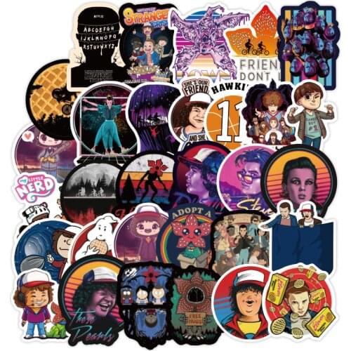 10/30/50pcs/Pack Stranger Things Stickers DIY Skateboard Guitar Travel Luggage Bike Graffiti Waterproof Stickers Kid Classic Toy