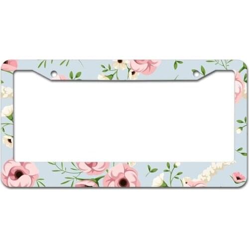 Peceeta Plant Flower License Plate Frame 2 Holes 1 Frame Matte Aluminum Newest Alloy Suit to US Standard Cars white 16x31cm"]