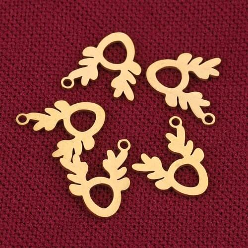 5pcs/lot Stainless Steel Metal Gold Deer Pendant Kids Charms for Jewelry Making DIY Earring Bracelet Necklace Findings Crafts