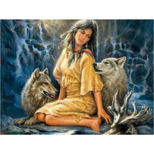 Full square diamond painting women wolves embroidery mosaic stickers diamond dotz rhinestone picture puzzle drawing wall decor