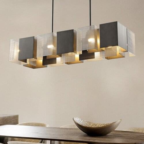 Postmodern Long Type Box Chandelier lighting Designer Replica Chandelier For Bar/Shop Pendant lamp for kitchen island