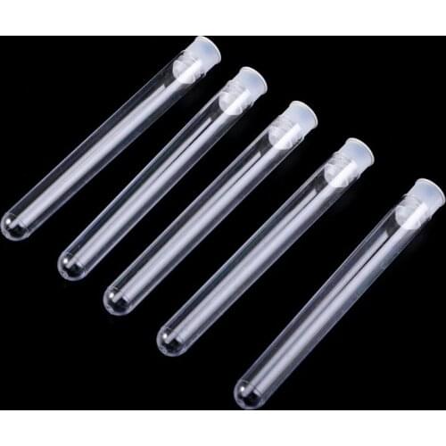 50Pcs/Pack 12x100mm Transparent Laboratory Clear Plastic Test Tubes Vials With Push Cap School Lab Supplies