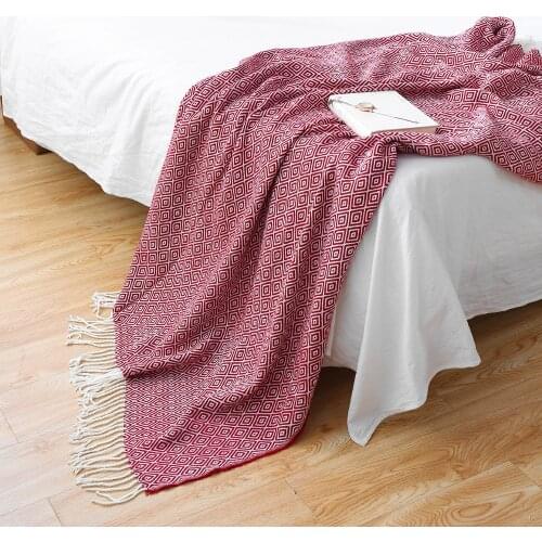 Hand Knitting Throw Blanket Wave Herringbone Fringed Pendant Blankets for Cozy Sofa Coverlet Siesta Office Decorative Bedding