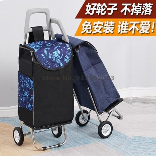Installation-free Shopping Trolley Folding Grocery Shopping Trolley Trolley Cart For The Elderly Household Trolley Light Trolley