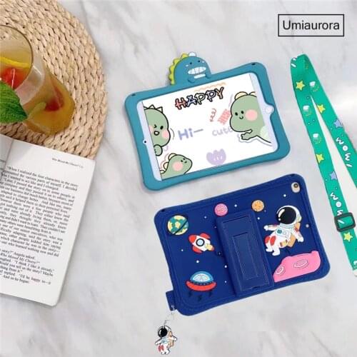 Cute Cartoon Kids Case For iPad Mini 1 2 3 4 5 Silicon Cover For iPad 7th 10.2 Air 2 6th Gen 9.7" 2018 2017 Stand Strap Cases