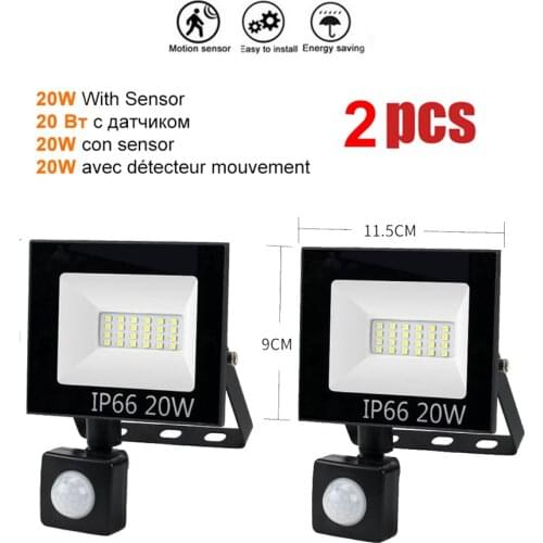 2 pcs 220V 10-100W LED FloodLight Spotlight Exterior Street wall reflector Lamp PIR Motion Sensor Garden Security Lamp Waterproo