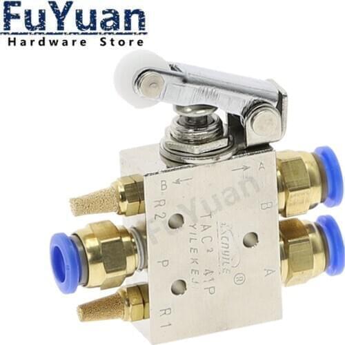 TAC2-41P Exhaust valve 2 Position 5 Way Roller Lever Mechanical Valve Pneumatic valve switch 1/8" Female Thread w Fittings