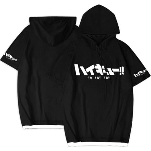 Anime Haikyuu Hoodie short sleeve Tops Karasuno High School Hoody Coat Volleyball Club Streetwear Hoodies Haikyu Cosplay Costume