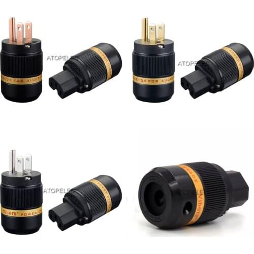 VIBORG Silver/Gold/Rhodium Plated 99.998% Pure Red Copper US Male Plug + IEC Female Connector for HiFi Audio Power Cable DIY 501