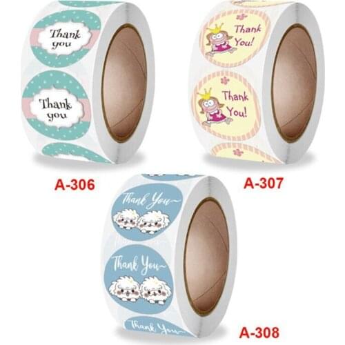 Vintage stickers 500 pcs /roll Hot Sale 2.5cm Thank You with Animals Round shape teacher children reward label seal paste