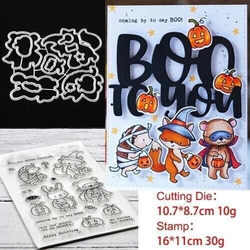 Halloween Animal Party Cutting Dies and Stamps Stencil for DIY Scrapbooking Photo Album Embossing Decorative Craft Die