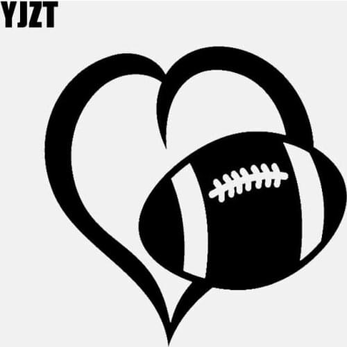 YJZT 12.7CM*12.7CM Football Heart Love Car Sticker Vinyl Decal Black/Silver C3-1627