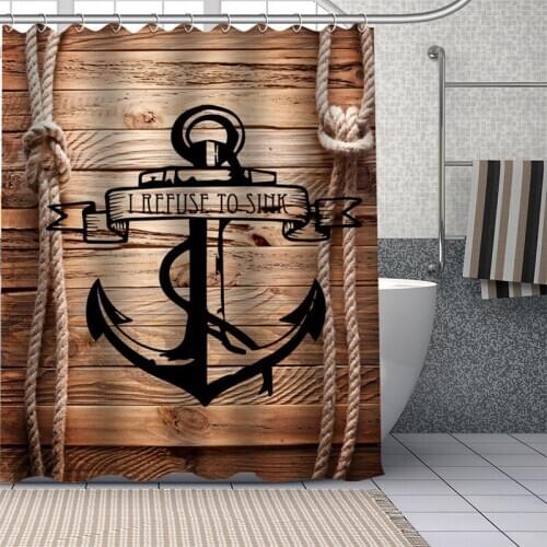 Custom wood and anchor Shower Curtains DIY Bathroom Curtain Fabric Washable Polyester for Bathtub Art Decor Drop Shipping