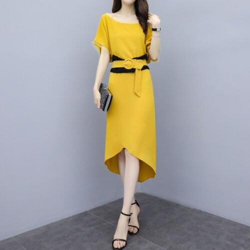 Womens Clothes Summer 2021 New Fashion Plus Size Summer Dress Temperament Elegant O-Neck Loose Dresses Female Vestidos Mujer