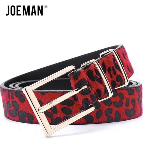 Horsehair Women Belt With Leopard Pattern Rose Gold Metal Buckle Brand Designer Girls Fashion Accessories Lady Belts 5 Color