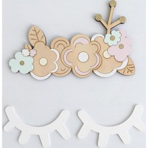 1 Pair Nordic Style Cute Wooden 3D Eyelash Wall Sticker Decor Children Kids Baby Room Background Wall Sticker Home Decoration