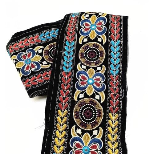 1yard miao mirror embroidery cross stitch lace trim clothes dress collar ribbon ethnic india tribal boho gypsy sewing supplies