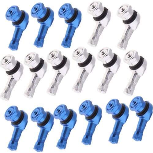 16 Pieces 90 Degree Wheel Tire Tyre Valve Stem Extension Adaptor for Car Motorcycle Silver Blue