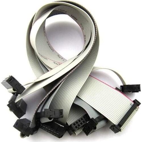 2pcs/Lot 2.54MM pitch FC-8/10/14/16/20/26/40 PIN 30CM JTAG ISP DOWNLOAD CABLE Gray Flat Ribbon Data Cable FOR DC3 IDC