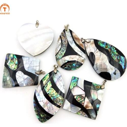 3Pcs Natural Abalone Shell Pendant For Women Necklace Water Droplets Shape Shell Pendant Silver Party Jewelry Pendant Finding