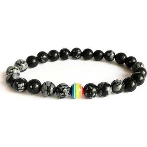 8MM Natural White Pine Stone Frosted Colorful Black Frosted Bracelet Surface Weathered Stone Yoga Bracelet For Men Gift Fashion
