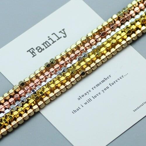 Faceted 4mm Gold Silver Hematite Beads Natural Stone Charms Spacer Loose Beads for Jewelry Bracelet Necklace making DIY findings