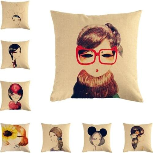 45*45cm Lovely Girl Decorative Throw Pillows Case Cushion Cover Home Decor Giraffe Sofa Car Waist Llama Alpaca Party