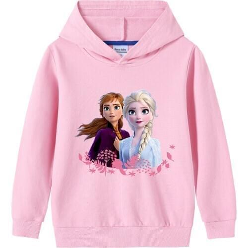 Disney Frozen Baby Kids hoodie Long Sleeve Sports Hoodies Sweatshirts Girls Cartoon Elsa Print Hoodie Children Pullover