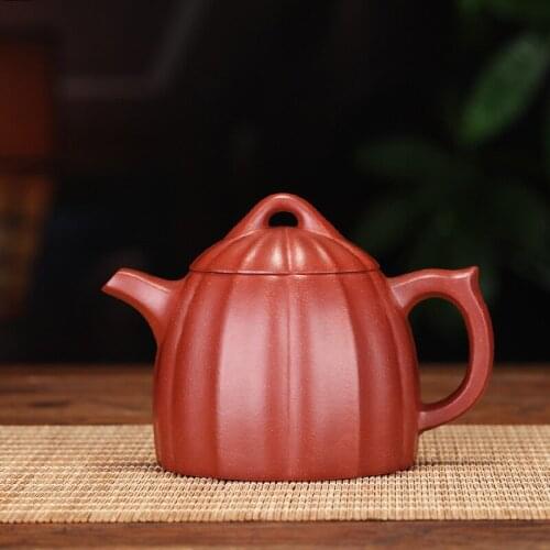 Pot Yixing Ore Mine Genuine Famous Artists Pure Handmade Dahongpao Ribbon Shape Qinquan Pot Teapot Wholesale and Retail
