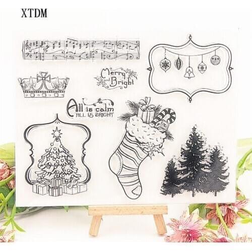 Hot sale christmas socks Transparent Clear Stamps / Silicone Seals Roller Stamp for DIY scrapbooking photo album/Card Making