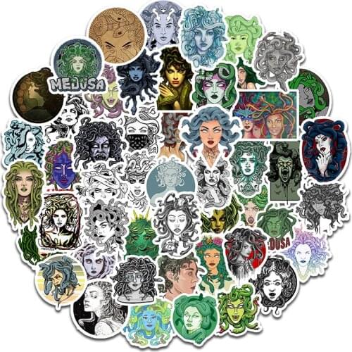 50pcs Greek Mythology Medusa Waterproof Suitcase Bike Motorcycle Helmet Car Styling Accessories Stickers