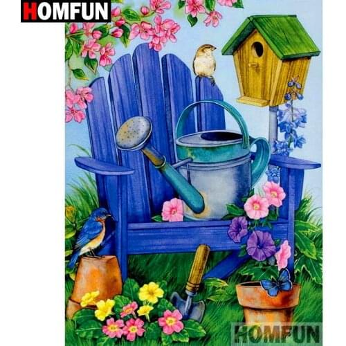 HOMFUN Full Square/Round Drill 5D DIY Diamond Painting "Animal bird chair"3D Diamond Embroidery Cross Stitch Home Decor A20075