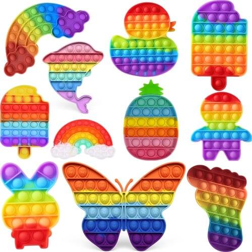 Push Bubble Fidget Sensory Toy Silicone Ice Cream Stress Reliever Kids Adult Antistresse Toy Fidget Toys Simple Dimple Toy