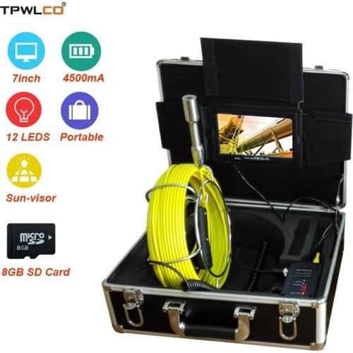 Pipe Surveillance Camera Inspection System 20-50m Cable Diameter 23mm Waterproof Video Camera 8GB SD Card With DVR Function