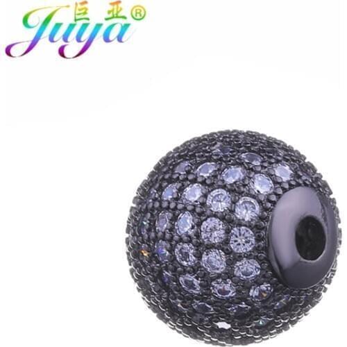 Juya DIY Cubic Zirconia 6 Size Metal Ball Charm Beads Accessories For Needlework Natural Stones Pearls Trendy Jewelry Making
