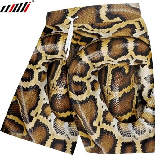 Men Summer Funny Snake Casual Shorts Skin 3D Animal Printed Board Shorts Elastic Waist Drop Shipping Wholesale Clothing 5XL