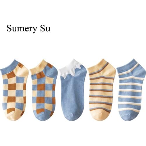 Casual Socks Women Ankle Short Outdoor Daily Wear Cotton Colorful Cute Comfortable Sock Girl 5 Colors 1 Pairs Hot Sale