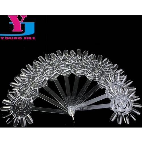 New Arrive 120pcs False Nail Tips Clear Nail Gel Polish Display Board Acrylic Practice Fan Stickers Wheel Nail Art Beauty Tools