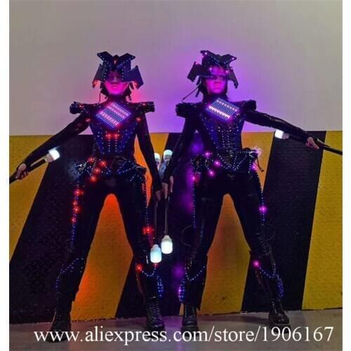 Full Color LED Lights Growing Costumes Clothes LED Luminous Robot Suit For Party Performance Electronic Music Festival DJ Show
