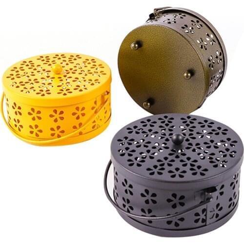 Hollow Floral Metal Mosquito Coil Holder Retro Iron Incense Burner for Traval Indoor Outdoor Home Decoration Accessories
