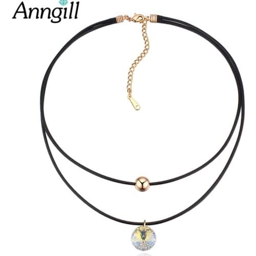 ANNGILL Simple Round Crystals From SWAROVSKI Elements Choker Necklace Rope Chain Short Necklaces Woman 2018 Mothers Day Gift