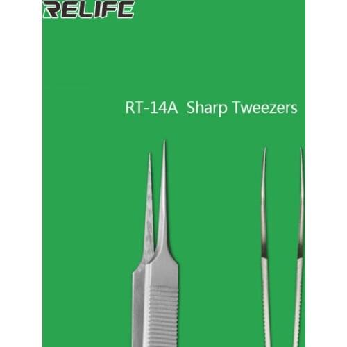 RELIFE RT-14A/14SA High Precision Stainless Steel Tweezers Curved and Straight Forceps For Electronic Cell Phone Repair Tool