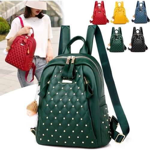 Women Backpacks Plaid Solid Color Shoulder Bags Fashion Summer Backpack Leather Women Backpacks Lady Large Capacity School Bag