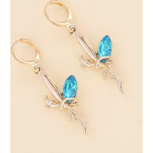 Classic Fashion Alloy Angel Crystal Pendant Earrings For Women Ins Temperament Geometric Metal Girl Gift Stud Wholesale Jewelry